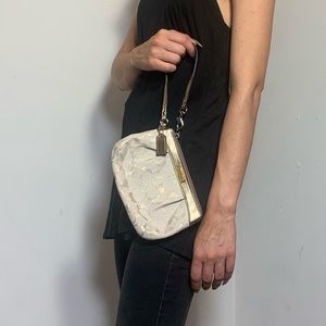 Coach Signature Pleated Wristlet in Gold